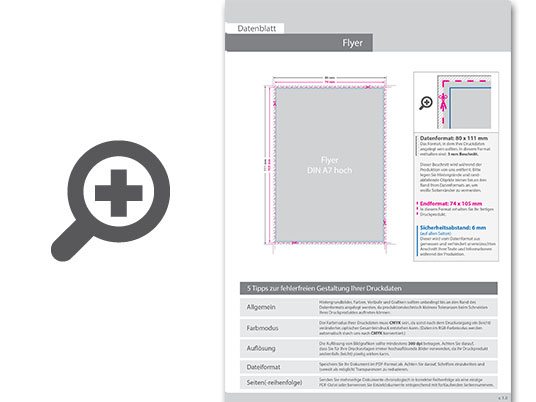 Product Bild multiloft-flyer_din_a7_hoch_(7_4_cm_x_10_5_cm)__4_4_farbig_(beidseitiger_druck)